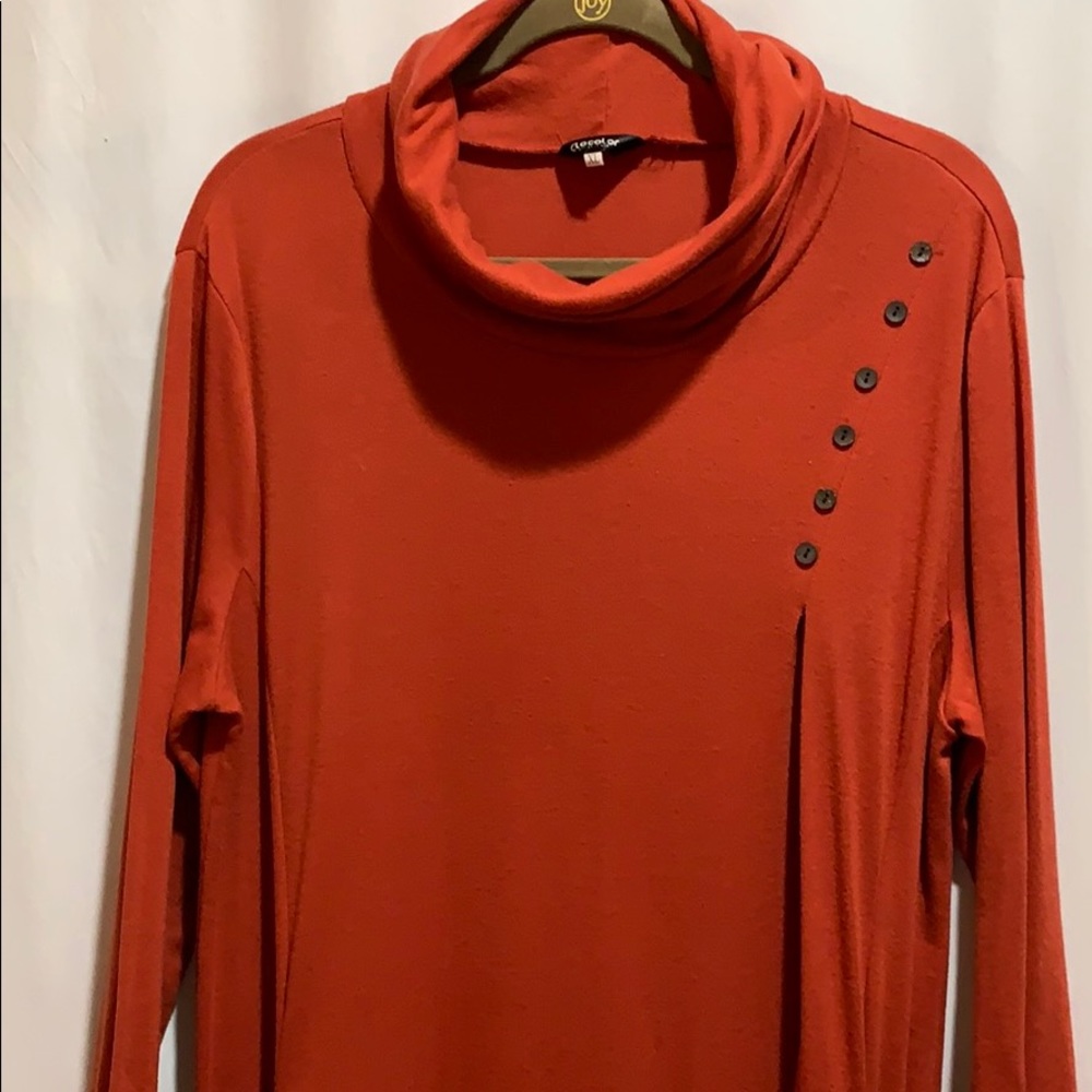 CLOCOLOR DRESS PUMPKIN SZ XL KNIT COWL NECK POCKET